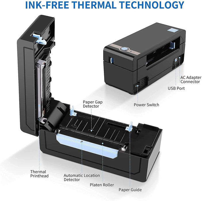 268BT jadens shipping label printer ink free technology