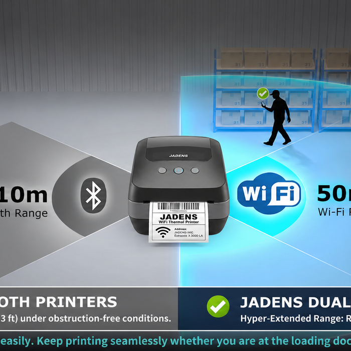 JADENS 410WF Dual-Band Wi-Fi 4x6 Shipping Label Printer Black