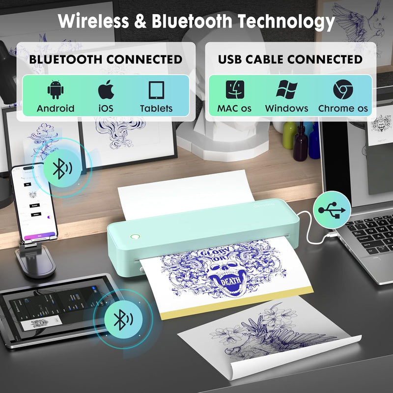 Gloryang 126BT Portable Wireless Thermal Tattoo Transfer Stencil Printer