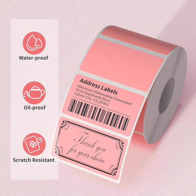JADENS 2.25"x1.25" Self-Adhesive Barcode Thermal  Sticker Roll Label 1000 Labels Pink