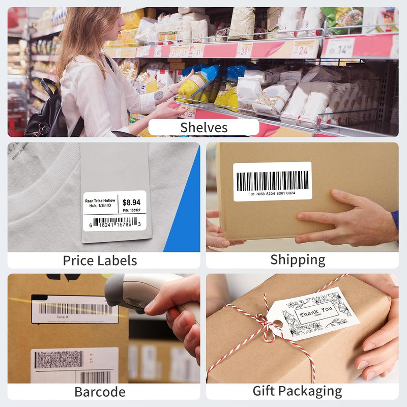 JADENS 2.25"x1.25" Self-Adhesive Barcode Thermal  Sticker Roll Label 1000 Labels White