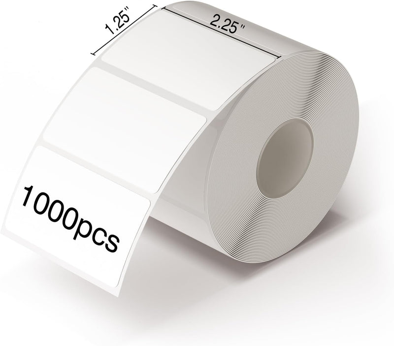 JADENS 2.25"x1.25" Self-Adhesive Barcode Thermal  Sticker Roll Label 1000 Labels White