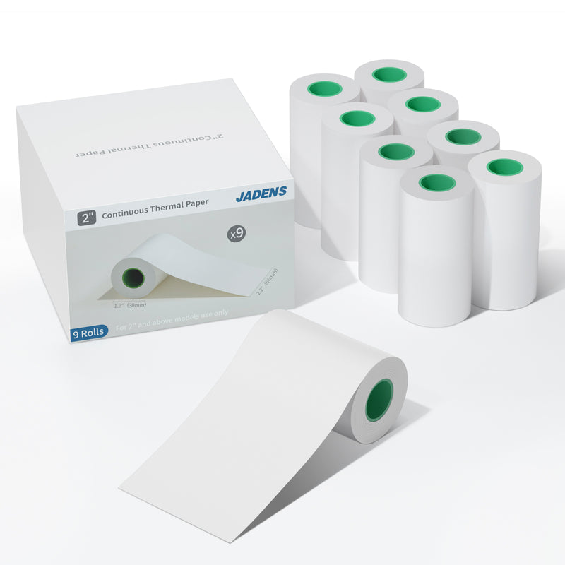 JADENS 2inch Thermal Printing Roll Paper White 9 Rolls White for JD-21 / JD-23