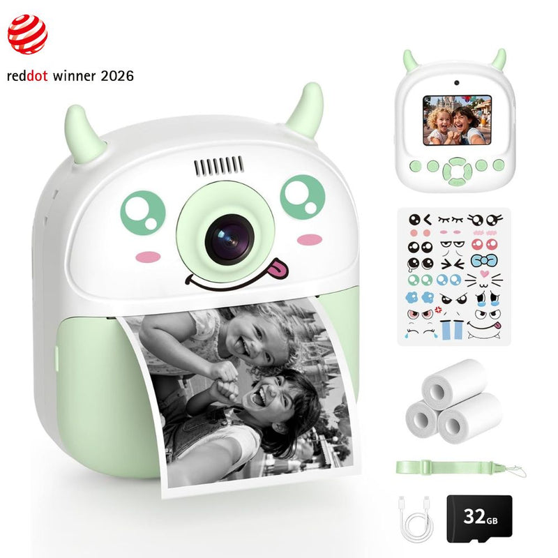 Kids Instant Camera Printer 1080P Selfie & Video Gift for Ages 3–12 White