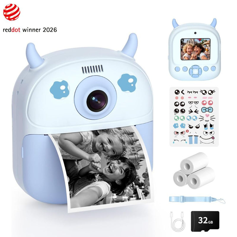 Kids Instant Camera Printer 1080P Selfie & Video Gift for Ages 3–12 Blue