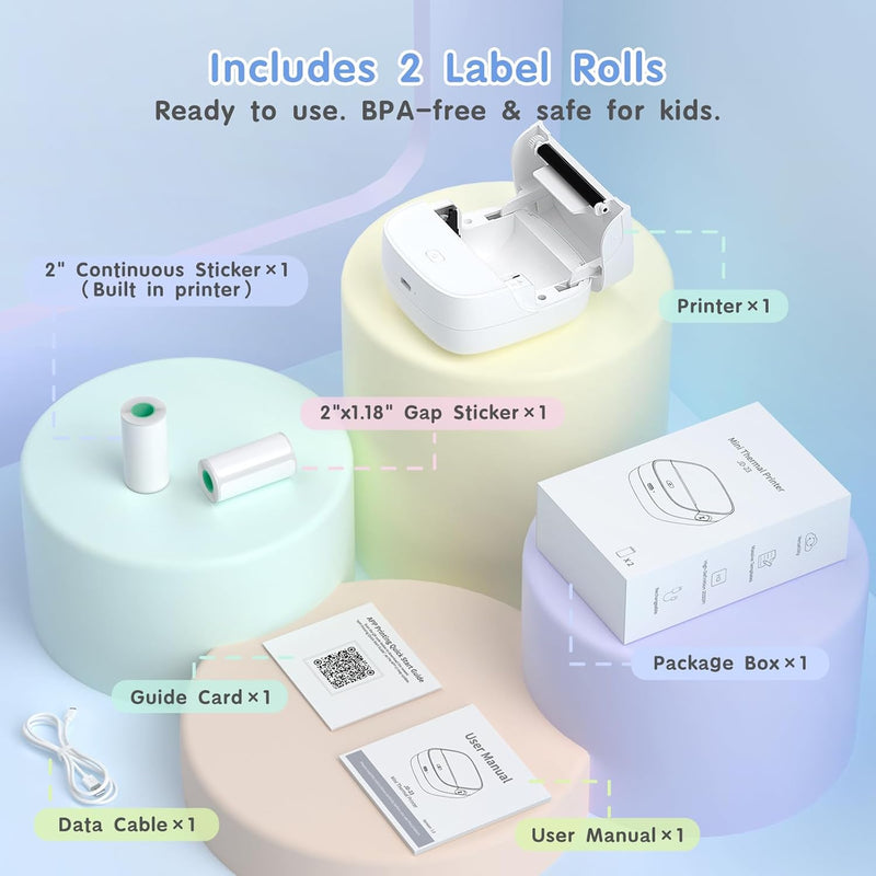 JD-23 Mini 2 Inch Thermal Sticker Printer White