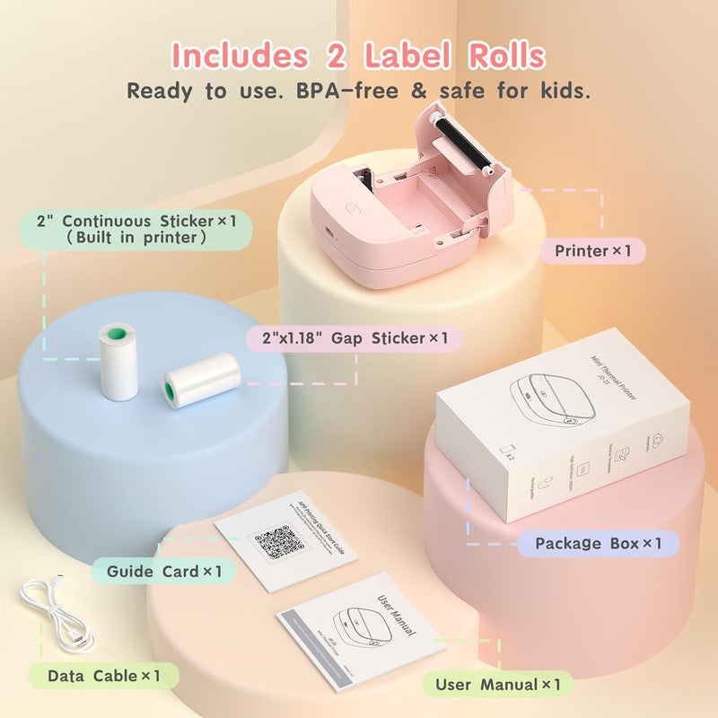 JD-23 Mini 2 Inch Thermal Sticker Printer Pink