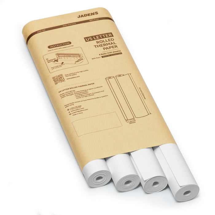 JADENS 4 rollos de papel térmico de larga duración para impresora port