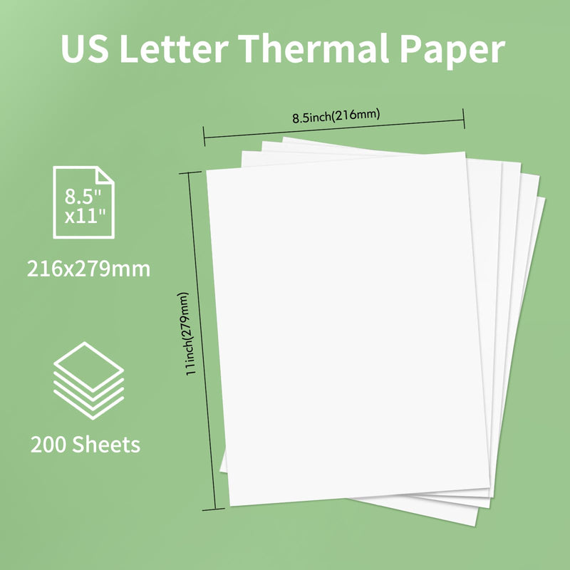 JADENS 8.5''x11'' US Letter Size Quick-Dry Thermal Printer Paper