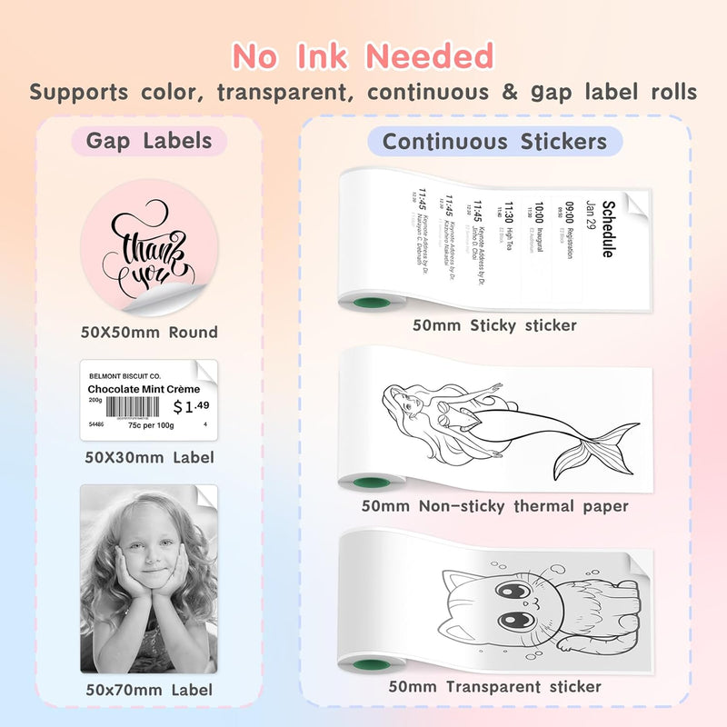 JD-23 Mini 2 Inch Thermal Sticker Printer Pink