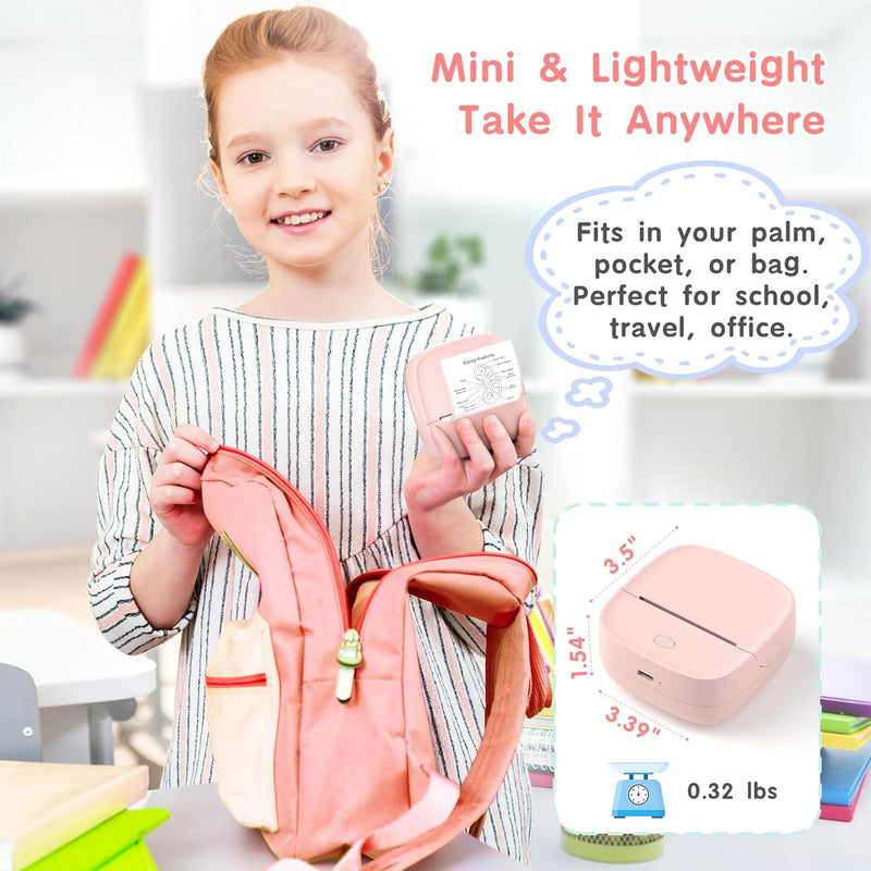 JD-23 Mini 2 Inch Thermal Sticker Printer Pink