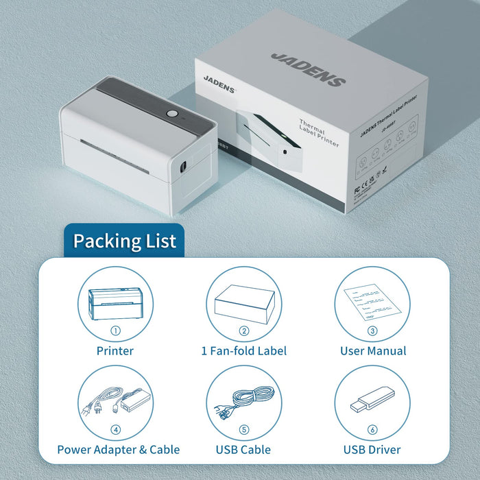 Bluetooth Shipping Label Printer 468BT Wihte Package List