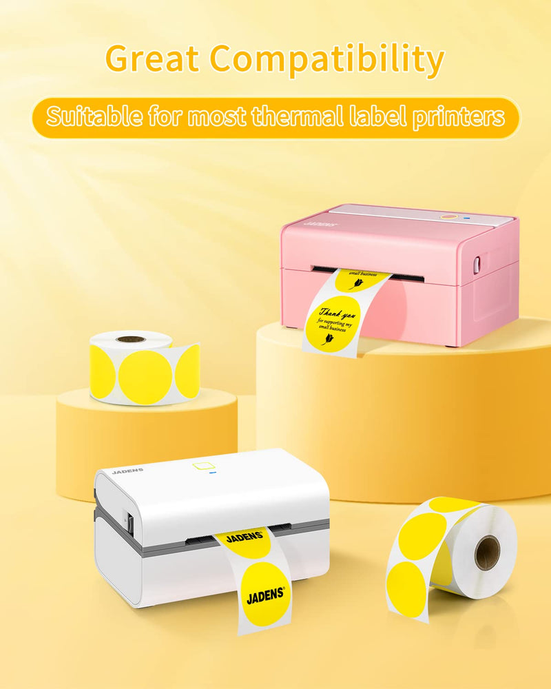 JADENS 2inch Self-Adhesive Label Circle Sticker Label Yellow Color