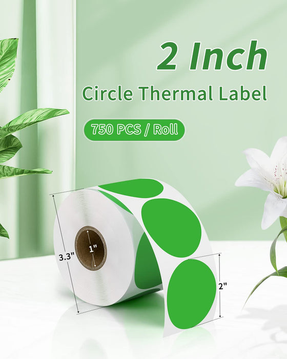 Circle Sticker Label 2inch Self-Adhesive Label for DIY Logo, QR Code, Name Tag Green