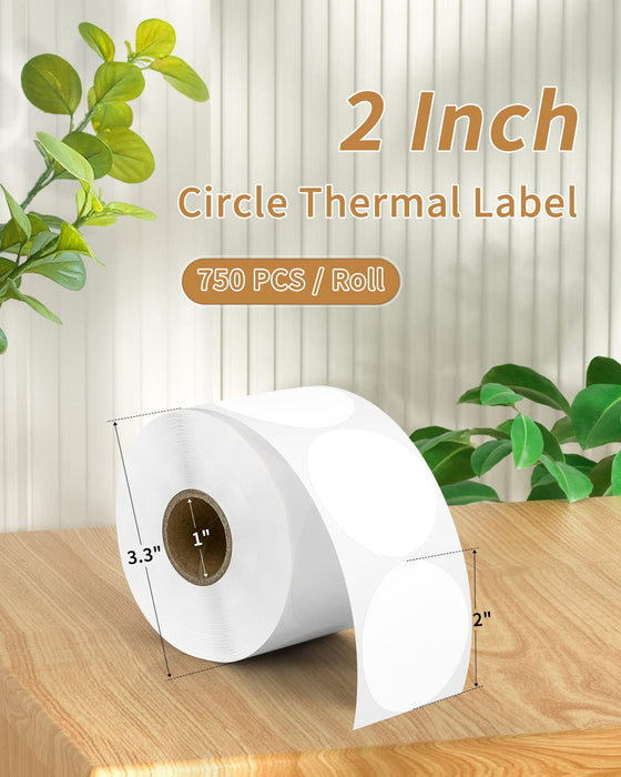 Circle Sticker Label 2inch Self-Adhesive Label for DIY Logo, QR Code, Name Tag White