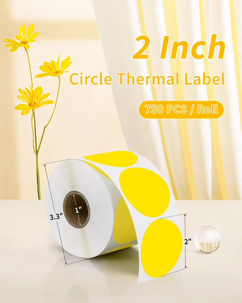 JADENS 2inch Self-Adhesive Label Circle Sticker Label Yellow Color