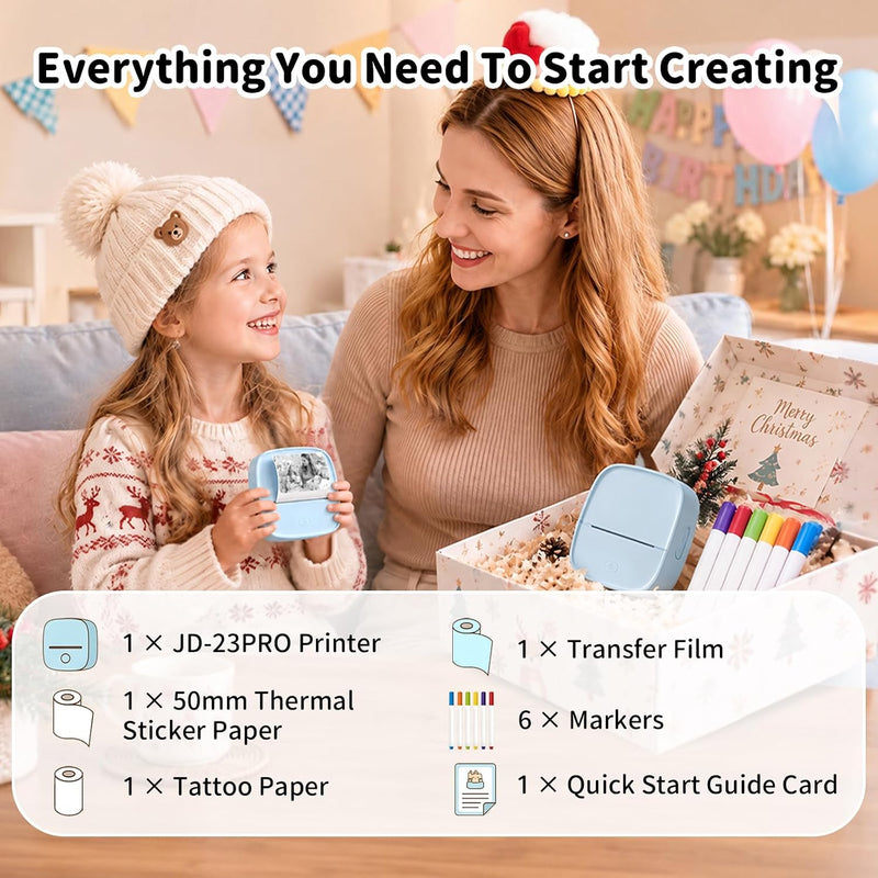 Gloryang JD-23 Pro Mini Sticker & Tattoo Printer, Bluetooth Thermal Printer