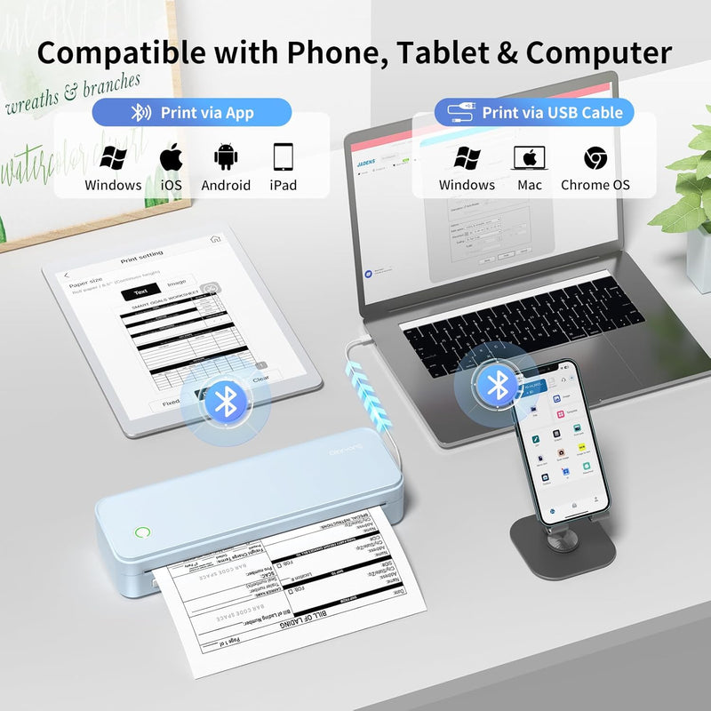 Gloryang PD-A4 PRO 300DPI Bluetooth Portable Inkless Thermal Printer