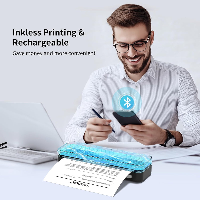 Gloryang PD-A4 PRO 300DPI Bluetooth Portable Inkless Thermal Printer