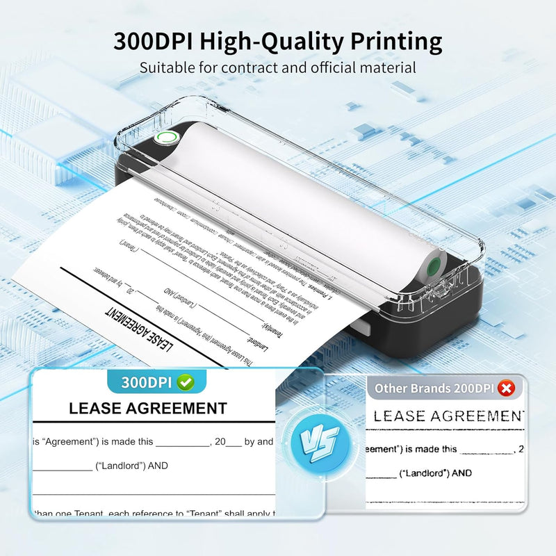 Gloryang PD-A4 PRO 300DPI Bluetooth Portable Inkless Thermal Printer