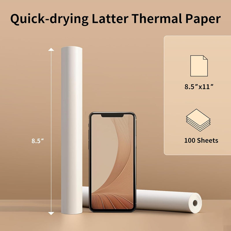 Gloryang PD-A4 Thermal Printer Paper 8.5''x11'' US Letter 4 Rolls