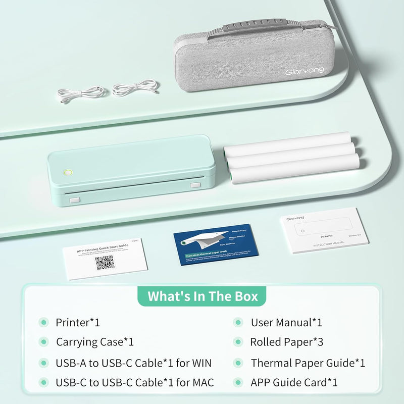 Gloryang PD-A4 Wireless Portable Thermal Printer Green