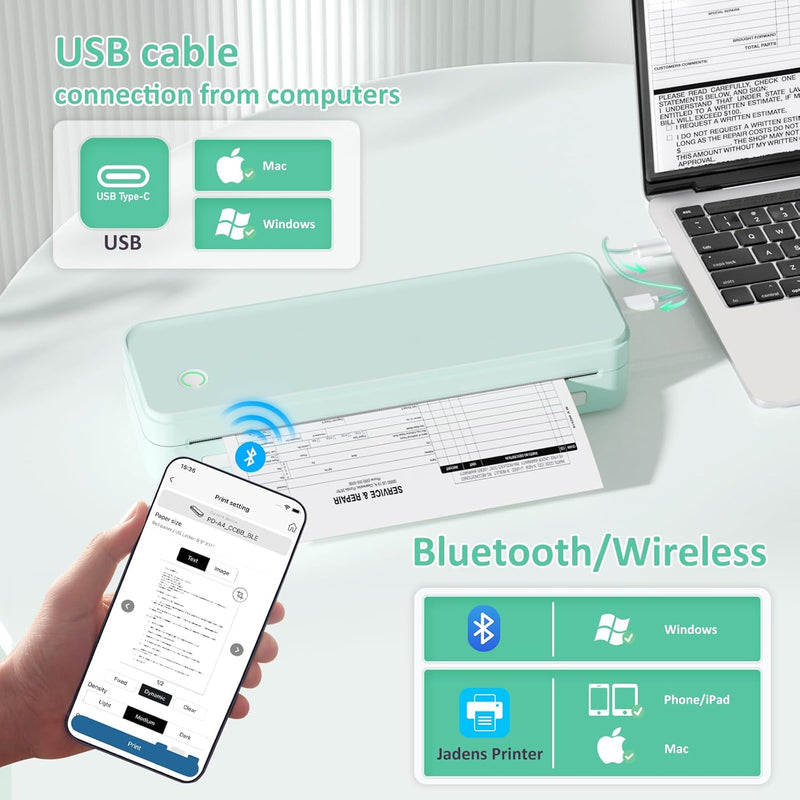 Gloryang PD-A4 Wireless Portable Thermal Printer Green
