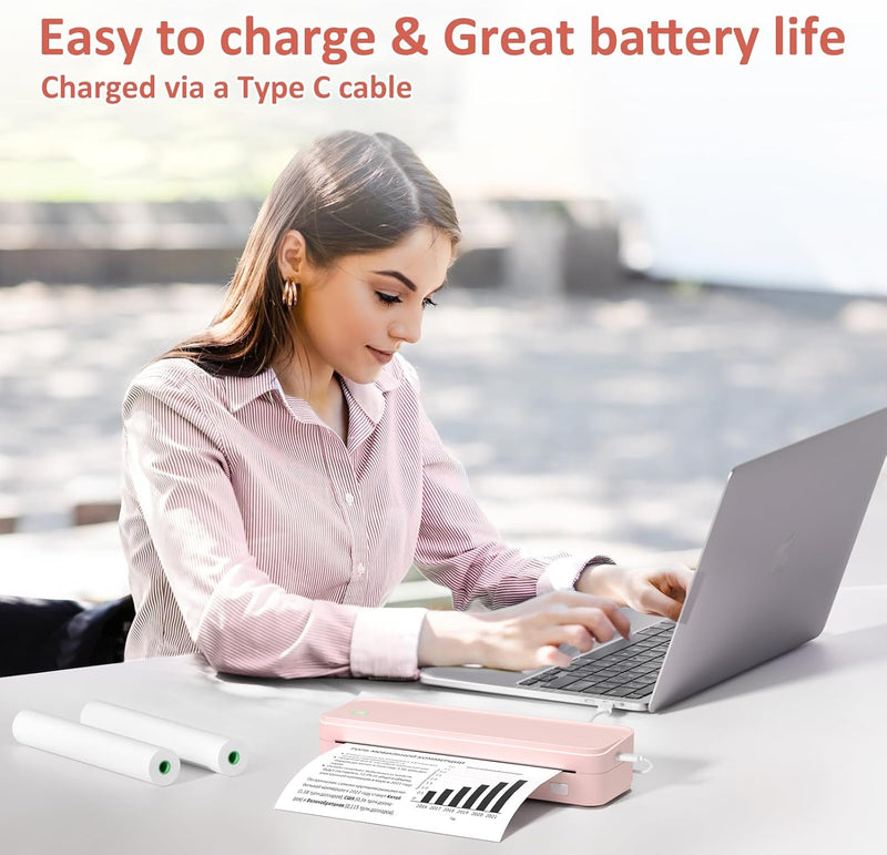 Gloryang PD-A4 Wireless Portable Thermal Printer Pink