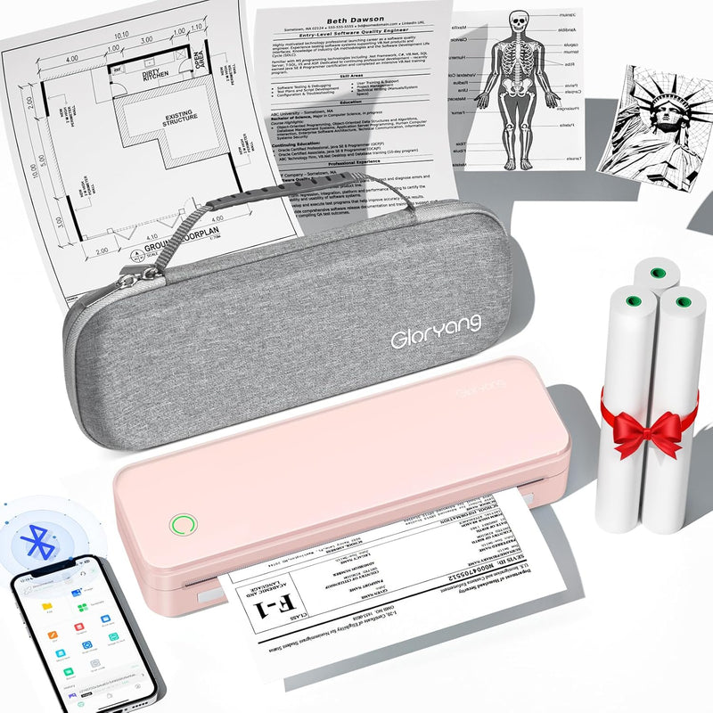 Gloryang PD-A4 Wireless Portable Thermal Printer Pink