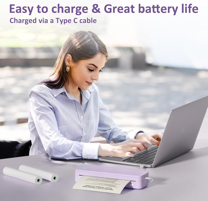 Gloryang PD-A4 Wireless Portable Thermal Printer Purple