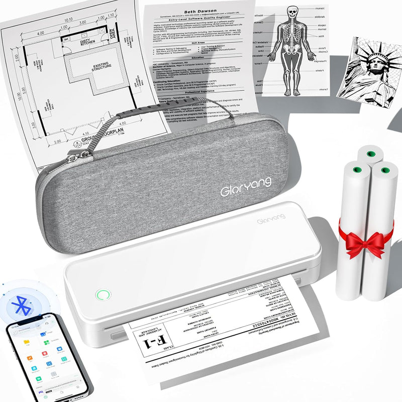 Gloryang PD-A4 Wireless Portable Thermal Printer White