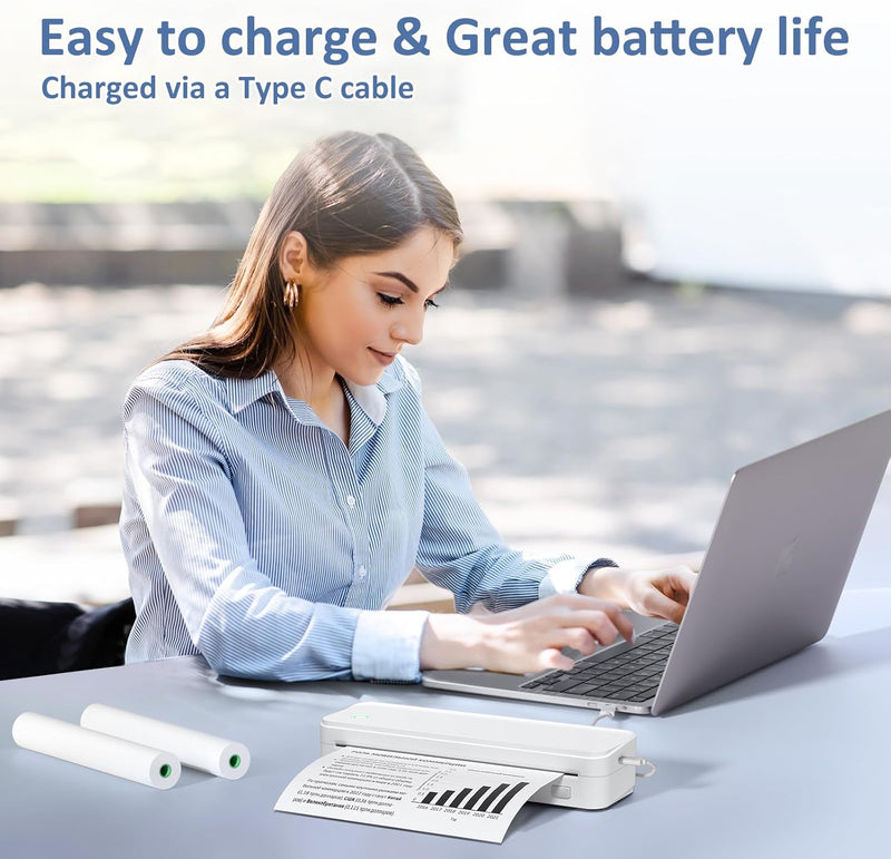 Gloryang PD-A4 Wireless Portable Thermal Printer White