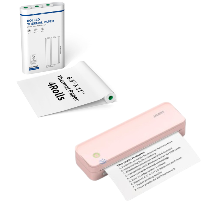 JADENS PD-A4 Bluetooth Thermal Portable Printer Support US Letter/A4 Paper