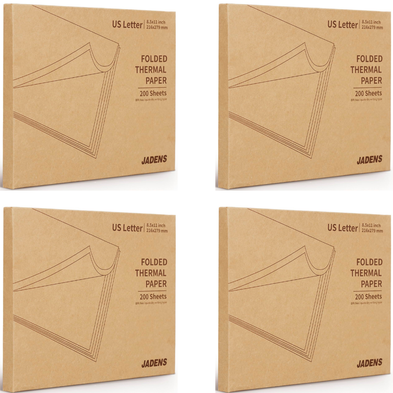 JADENS 8.5''x11'' US Letter Size Quick-Dry Thermal Printer Paper 200 Sheets