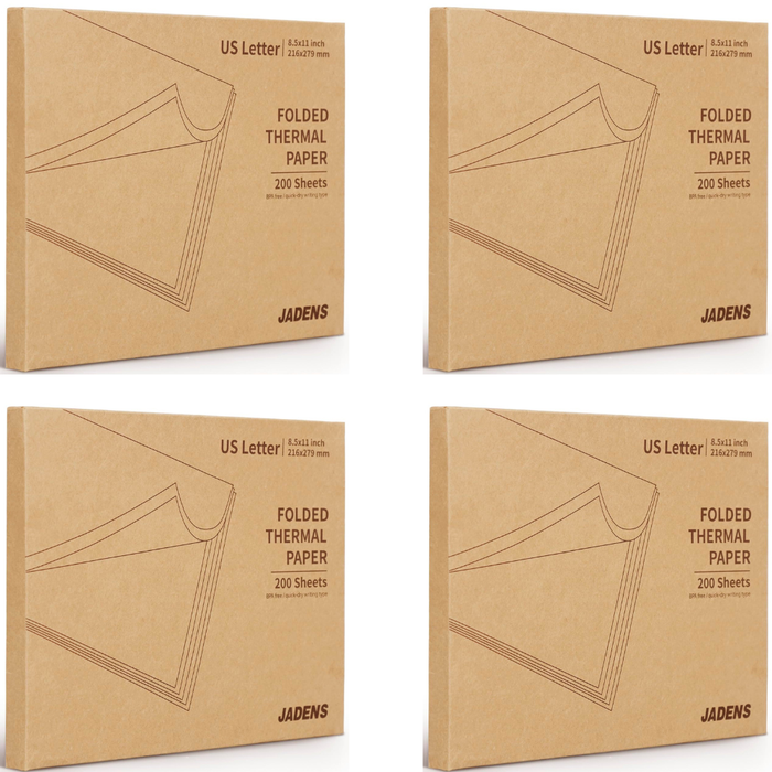 JADENS 8.5''x11'' US Letter Size Quick-Dry Thermal Printer Paper 200 Sheets