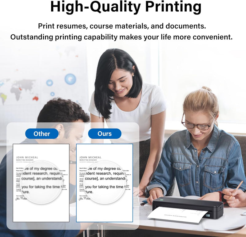 Gloryang PD-A4 Wireless Portable Thermal Printer with 3 Paper Rolls & Storage Bag Bundle