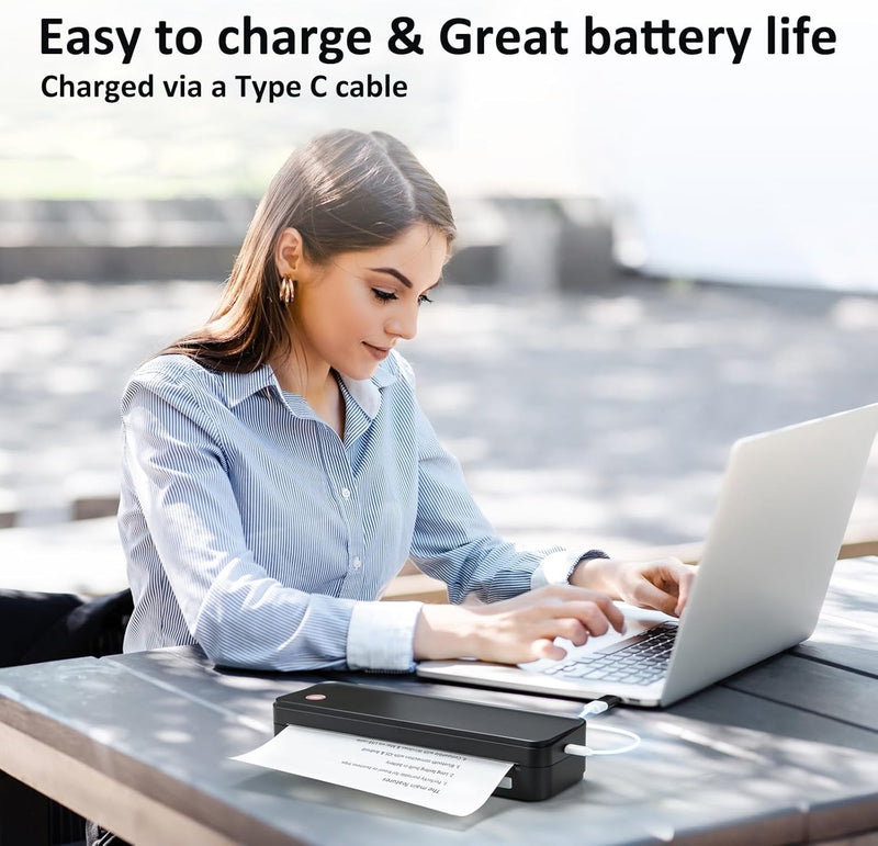 Gloryang PD-A4 Wireless Portable Thermal Printer with 3 Paper Rolls & Storage Bag Bundle