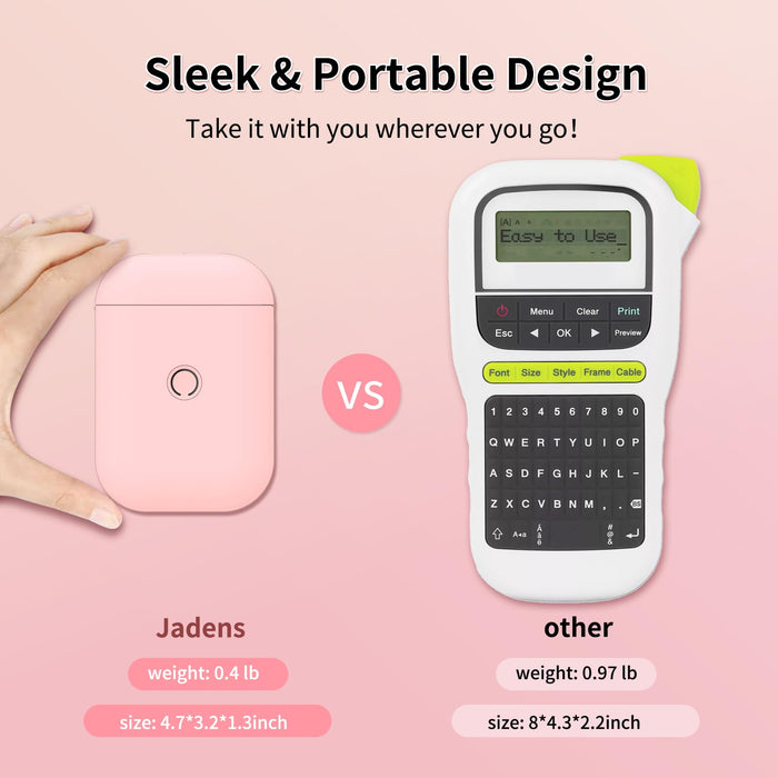 JADENS D11 Pro Portable Bluetooth Mini Sticker Label Printer