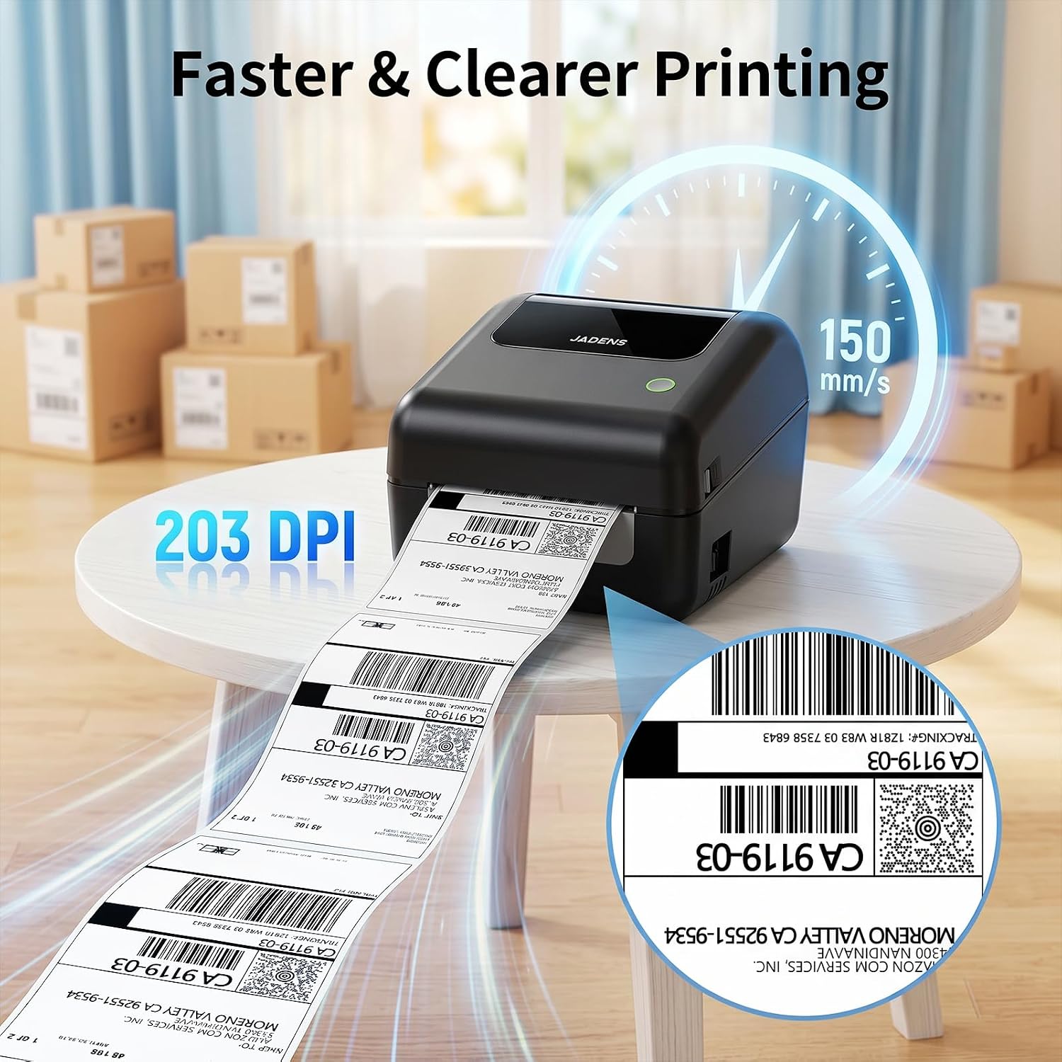Wireless Thermal Printer Shipping Label Printer Classic White