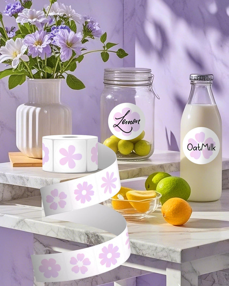 JADENS 2inch Self-Adhesive Label Circle Sticker Label - 750 Labels/Roll Flower