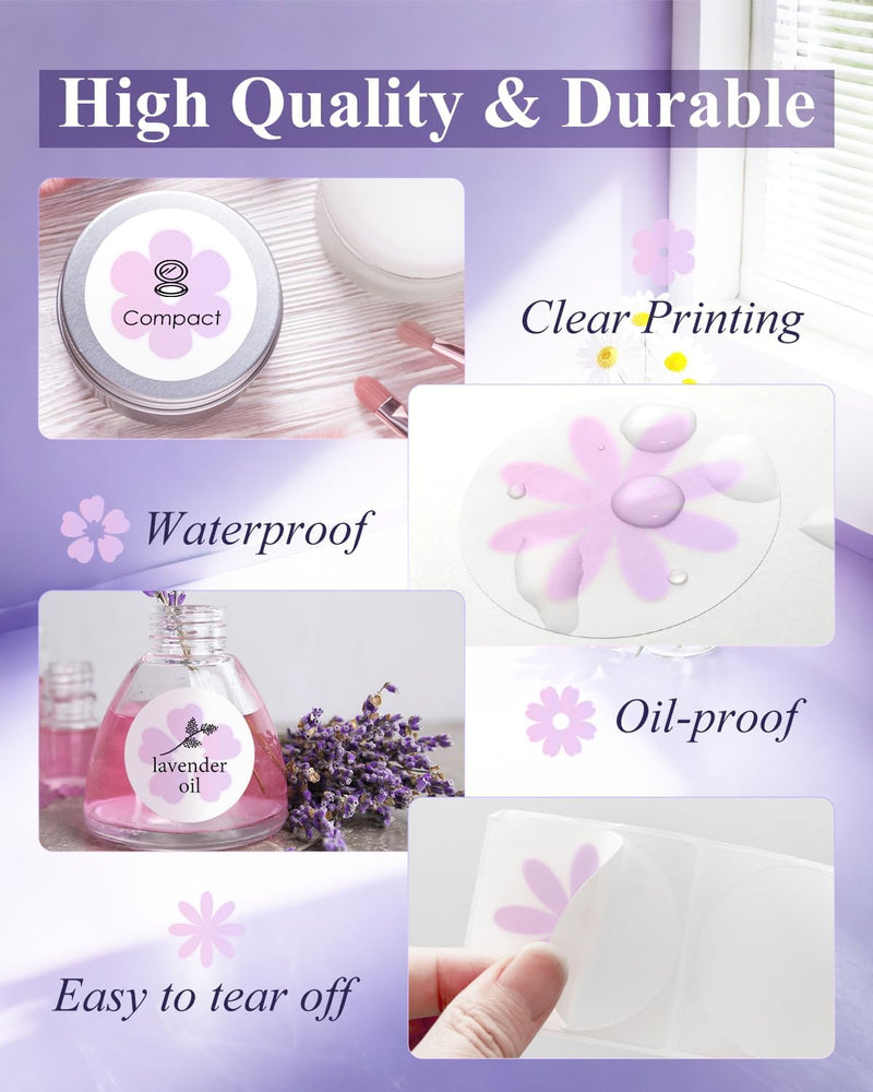 JADENS 2inch Self-Adhesive Label Circle Sticker Label - 750 Labels/Roll Flower