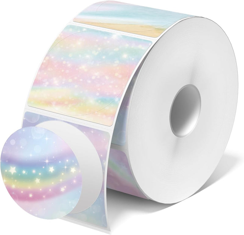 JADENS 2inch Self-Adhesive Label Circle Sticker Label - 750 Labels/Roll Rainbow