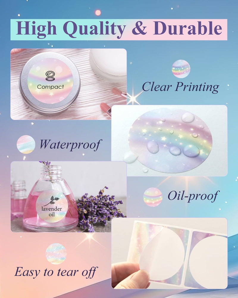JADENS 2inch Self-Adhesive Label Circle Sticker Label - 750 Labels/Roll Rainbow