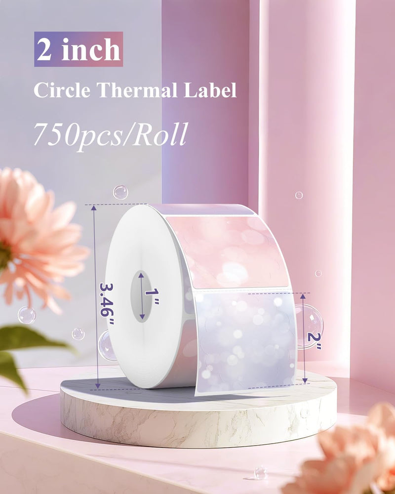 JADENS 2inch Self-Adhesive Label Circle Sticker Label - 750 Labels/Roll Bubble
