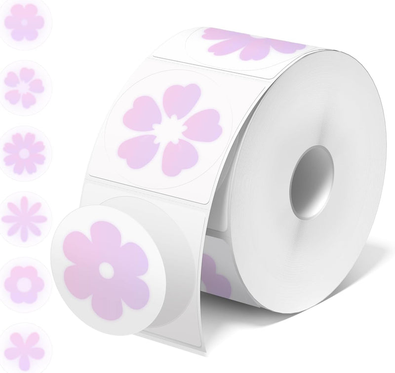 JADENS 2inch Self-Adhesive Label Circle Sticker Label - 750 Labels/Roll Flower