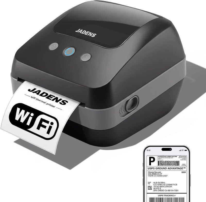 JADENS 410WF Dual-Band Wi-Fi 4x6 Shipping Label Printer Black