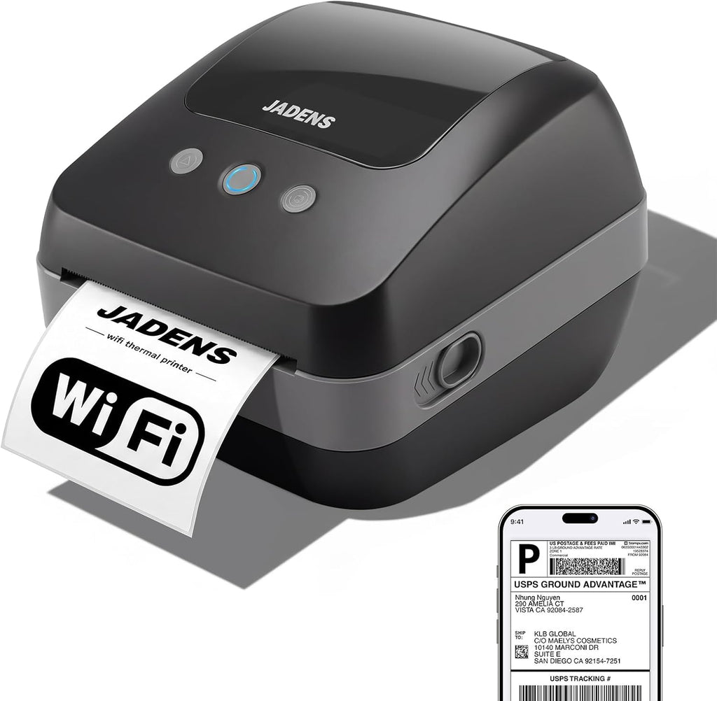 JADENS 410WF Dual-Band Wi-Fi 4x6 Shipping Label Printer Black