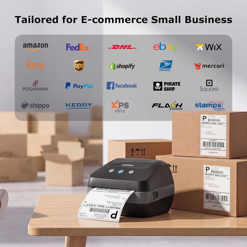 JADENS 410WF Dual-Band Wi-Fi 4x6 Shipping Label Printer Black