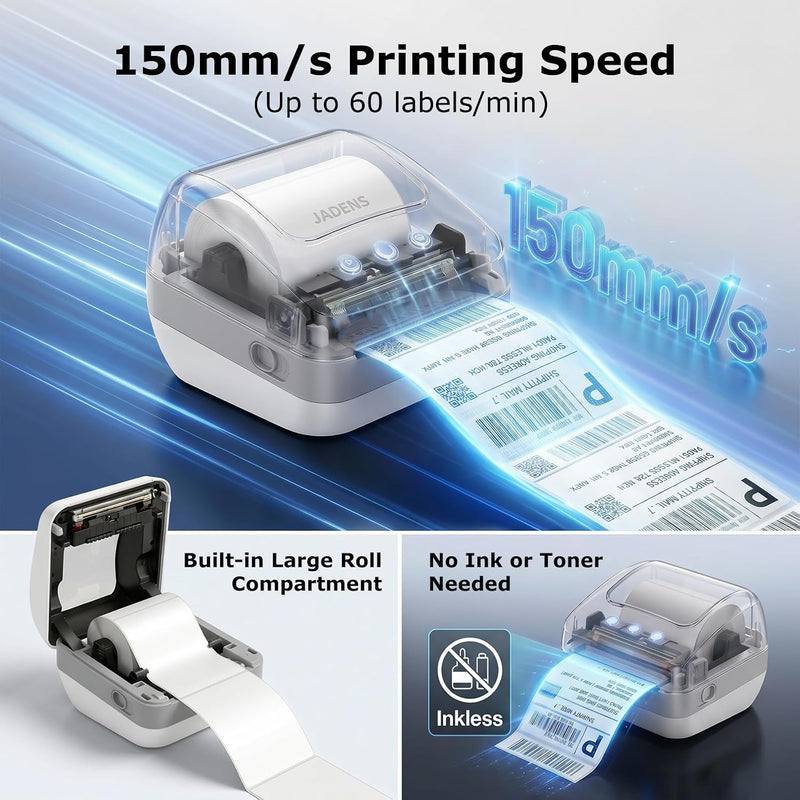 JADENS 410WF Dual-Band Wi-Fi 4x6 Shipping Label Printer White