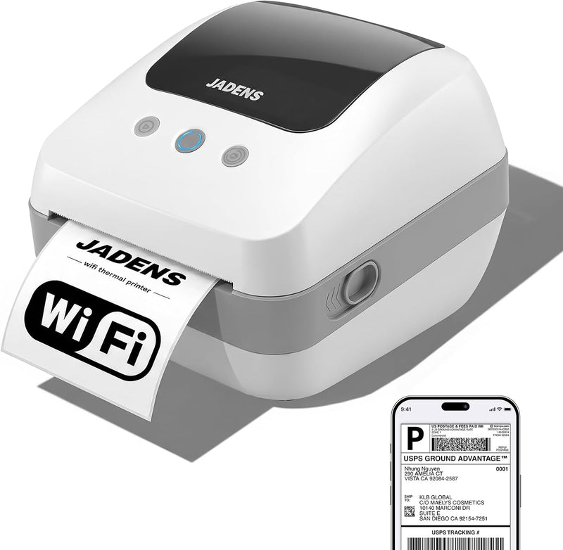 JADENS 410WF Dual-Band Wi-Fi 4x6 Shipping Label Printer White